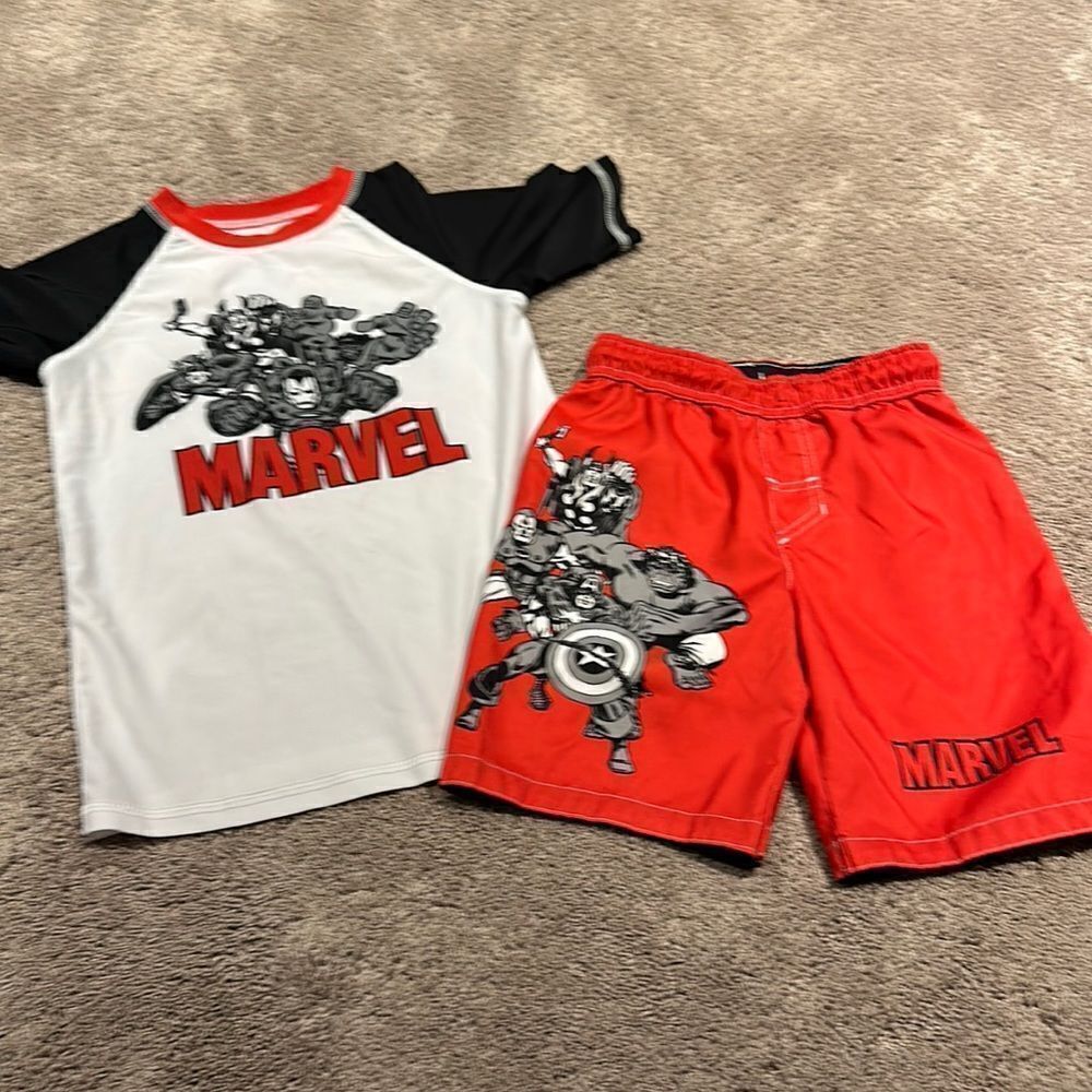 MARVEL Swim Set! Size medium top and small bottom!